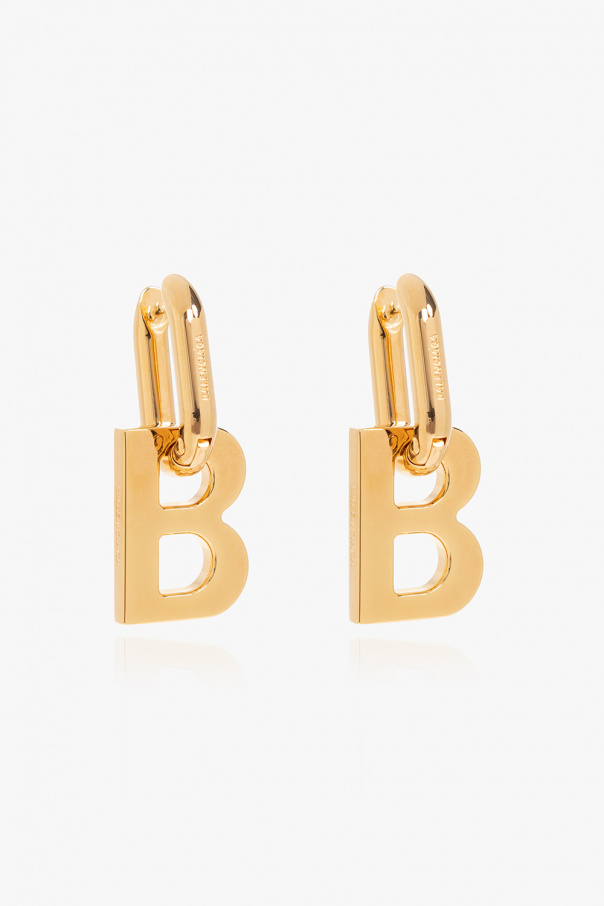 BALENCIAGA｜JEWERLY (599233 TZ99S 0926) Gold 'B Chain XS' earrings Balenciaga - SchaferandweinerShops SX